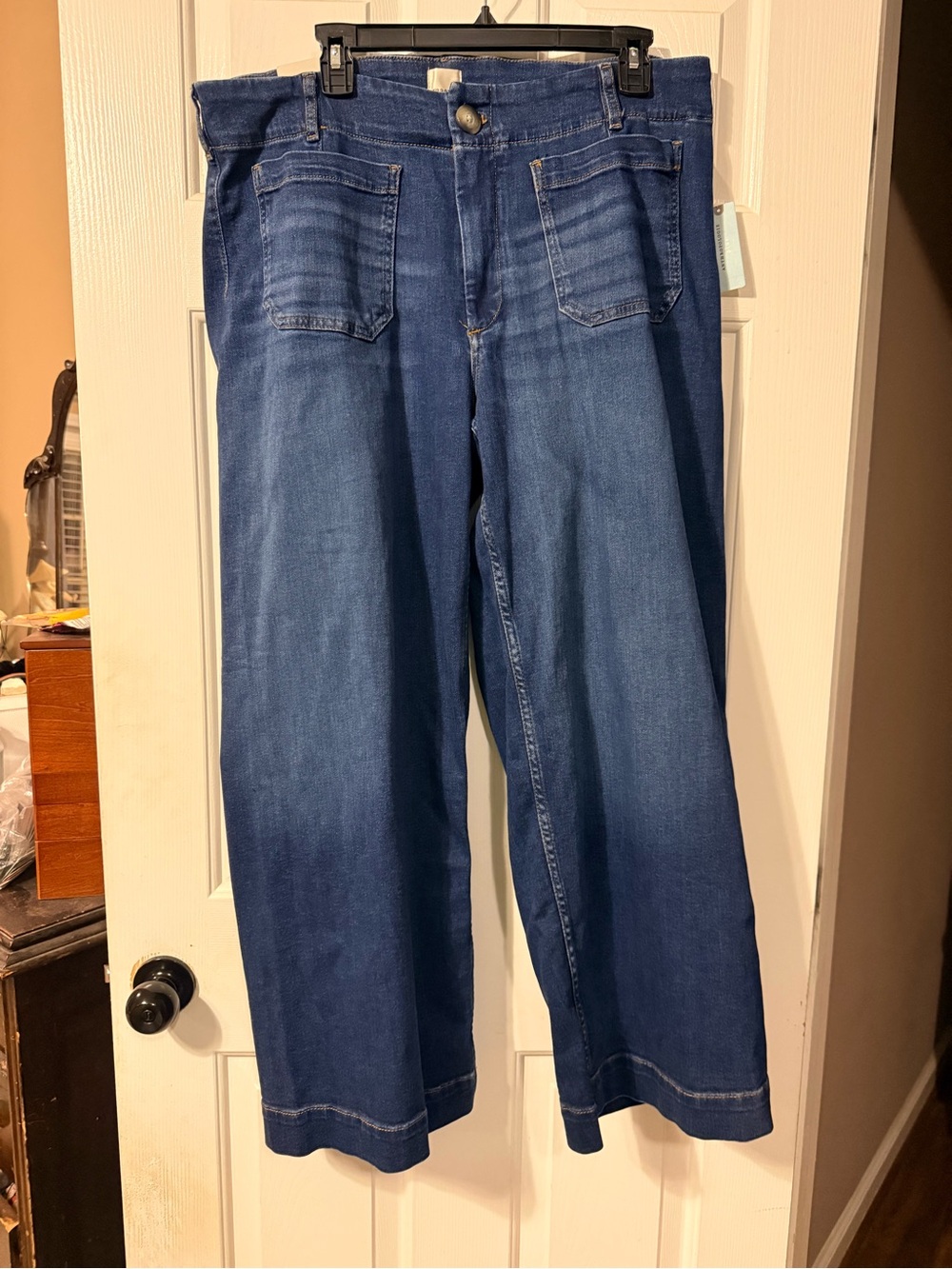 Maeve Wide-Leg Jeans in Dark Blue Denim